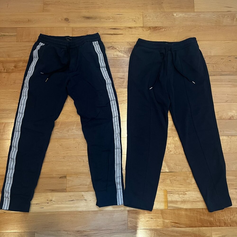 Club Monaco Men's Navy Blue Elastic Waist Pull Up Drawstring Casual Pants Sz S